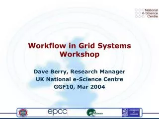 Workflow in Grid Systems Workshop