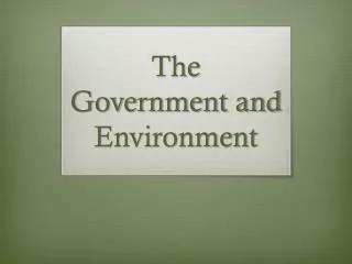 The Government and Environment