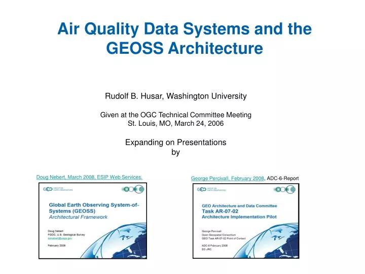air quality data systems and the geoss architecture