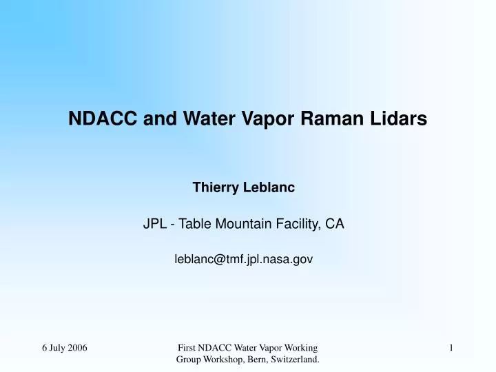 ndacc and water vapor raman lidars