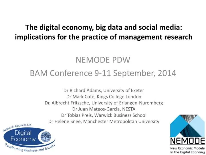 the digital economy big data and social media implications for the practice of management research