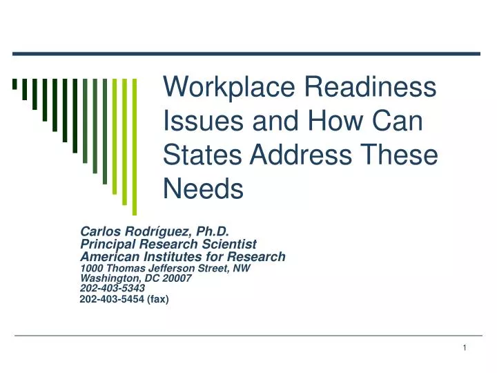 workplace readiness issues and how can states address these needs