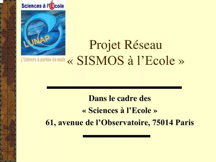 projet r seau sismos l ecole