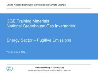 CGE Training Materials National Greenhouse Gas Inventories