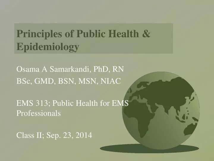 principles of public health epidemiology
