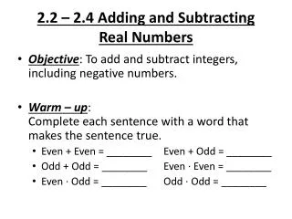 2 2 2 4 adding and subtracting real numbers