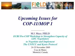 Upcoming Issues for COP-11/MOP 1 ______________