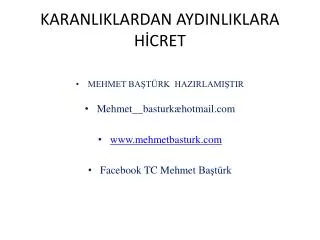 karanliklardan aydinliklara h cret