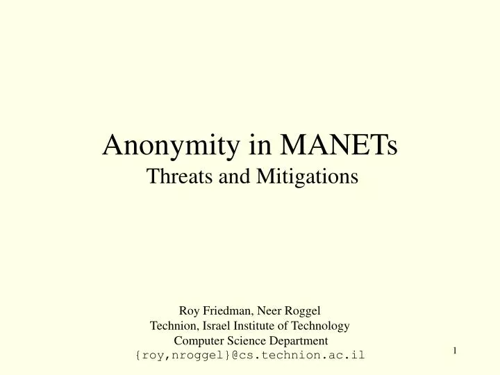anonymity in manets threats and mitigations