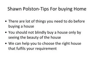 Tips Before Purchaing A House