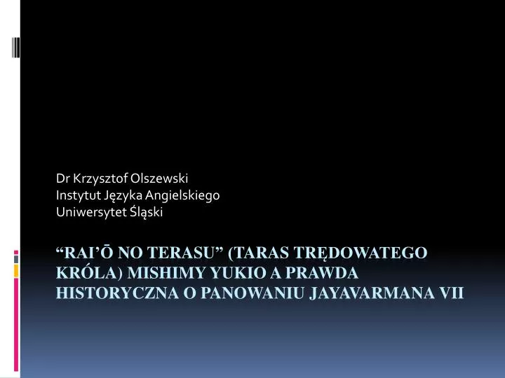 dr krzysztof olszewski instytut j zyka angielskiego uniwersytet l ski