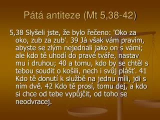 p t antiteze mt 5 38 42