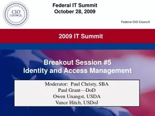 Breakout Session #5 Identity and Access Management