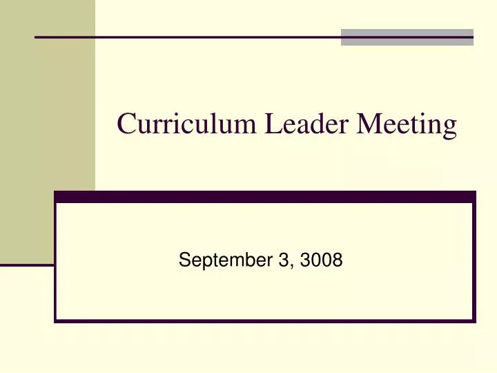 curriculum leader meeting