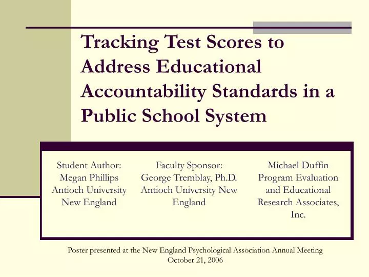 tracking test scores to address educational accountability standards in a public school system