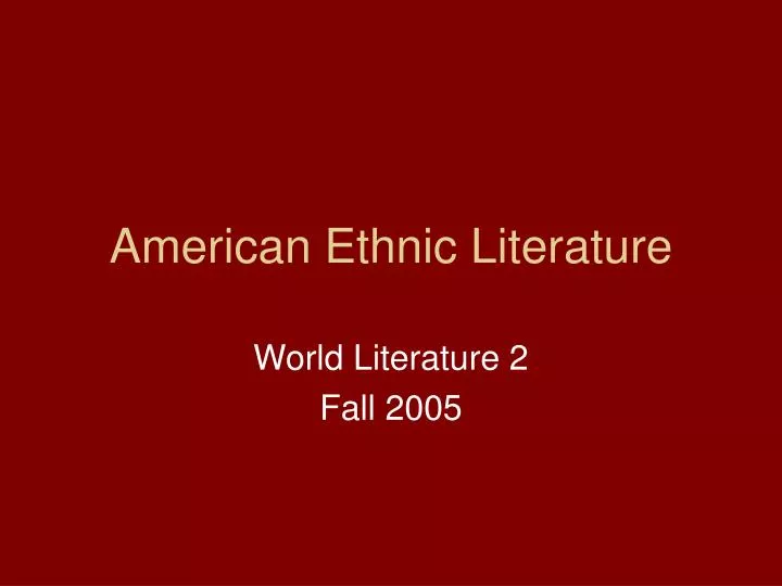 american ethnic literature