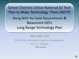Maridale Still EDLD 5362 Information Systems Management SP3 11 - ET8026