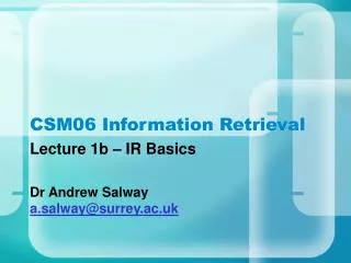 CSM06 Information Retrieval