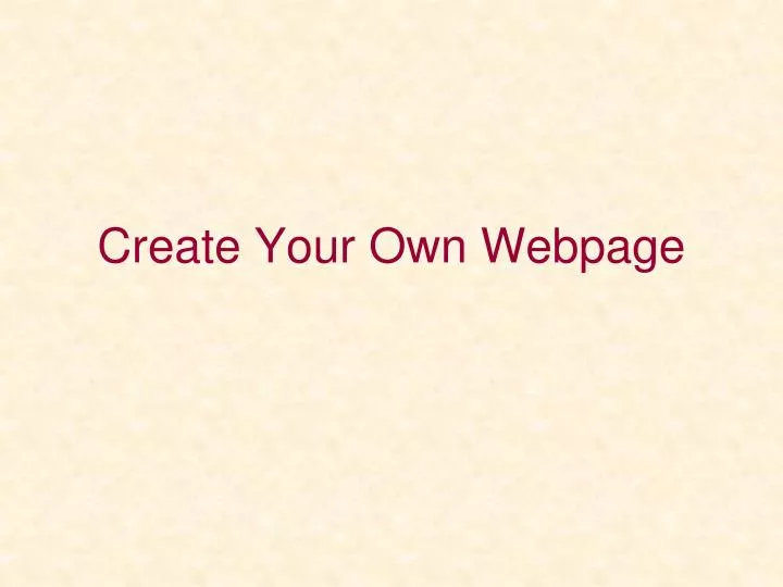 create your own webpage