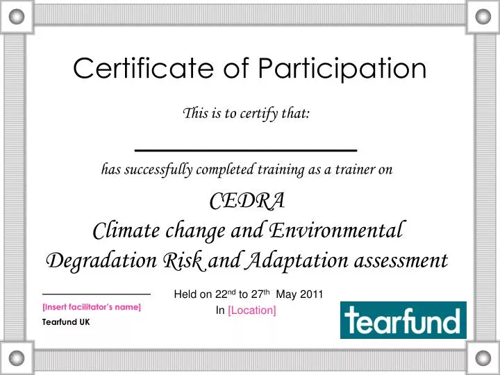 certificate of participation