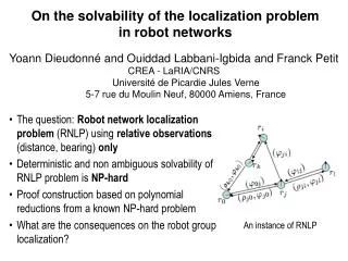 On the solvability of the localization problem in robot networks