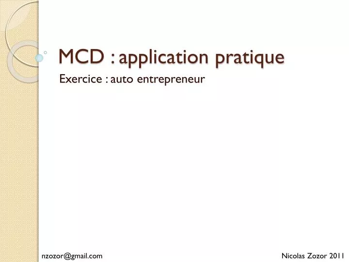 mcd application pratique