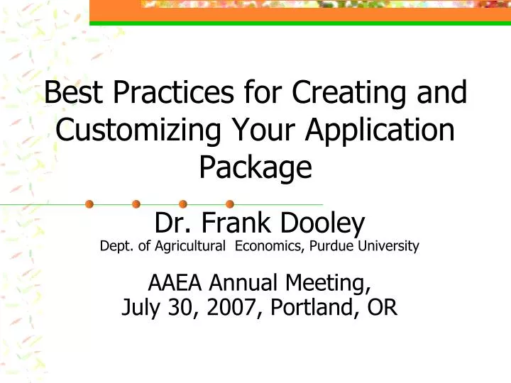 best practices for creating and customizing your application package