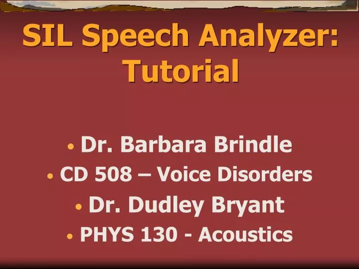 sil speech analyzer tutorial
