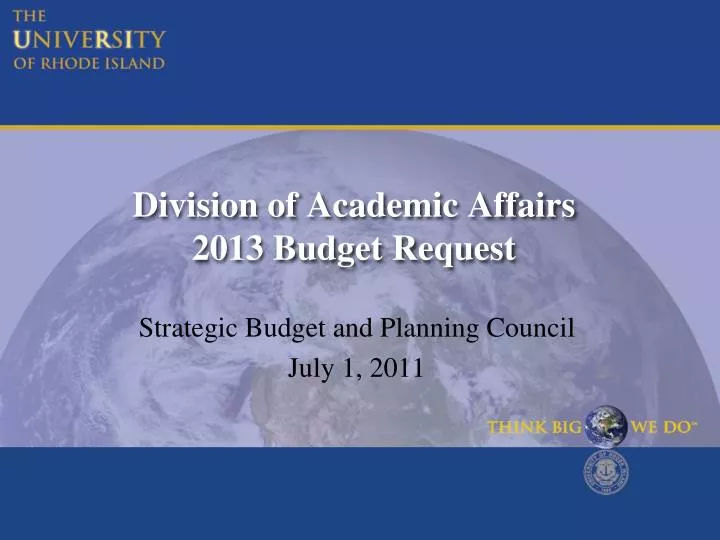 division of academic affairs 2013 budget request