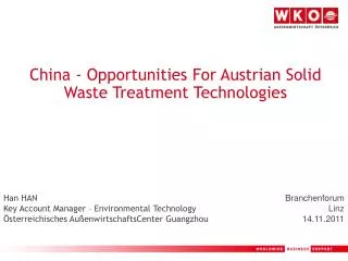 China - Opportunities For Austrian Solid Waste Treatment Technologies