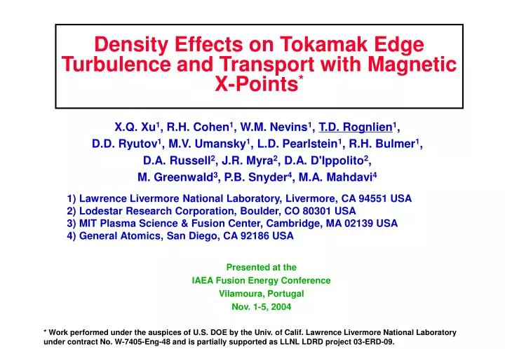 density effects on tokamak edge turbulence and transport with magnetic x points