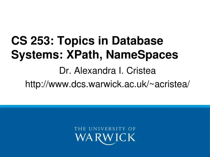 cs 253 topics in database systems xpath namespaces