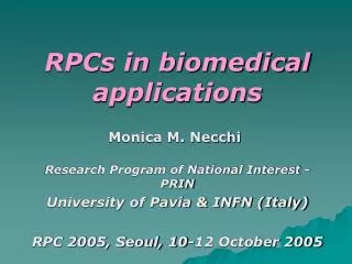 RPCs in biomedical applications