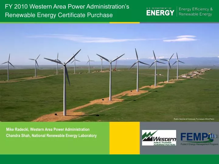 fy 2010 western area power administration s renewable energy certificate purchase