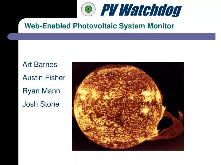 web enabled photovoltaic system monitor