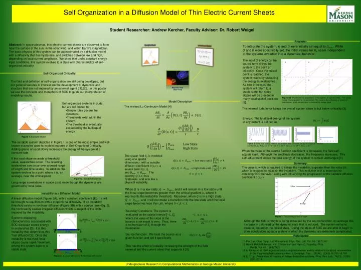 self organization in a diffusion model of thin electric current sheets