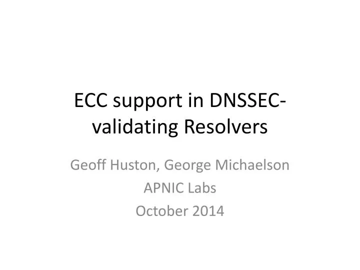 ecc support in dnssec validating resolvers