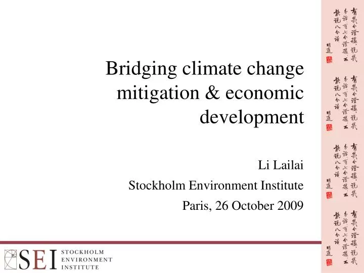 bridging climate change mitigation economic development