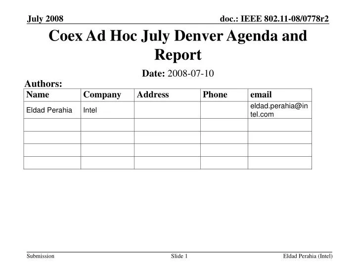 coex ad hoc july denver agenda and report
