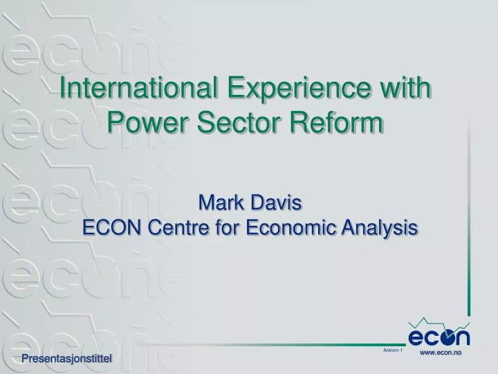 international experience with power sector reform