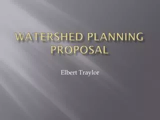 Watershed Planning Proposal