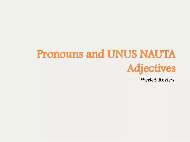 pronouns and unus nauta adjectives