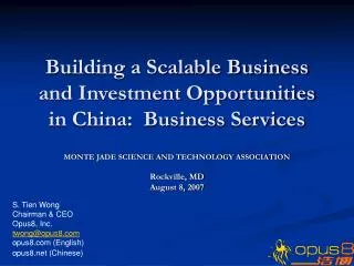 Building a Scalable Business and Investment Opportunities in China: Business Services