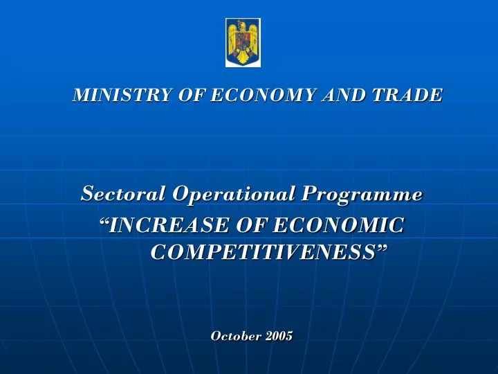 sectoral operational programme increase of economic competitiveness october 2005
