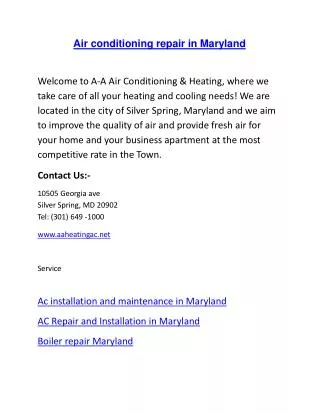 Ac installation and maintenance in maryland