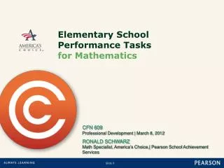 Elementary School Performance Tasks for Mathematics