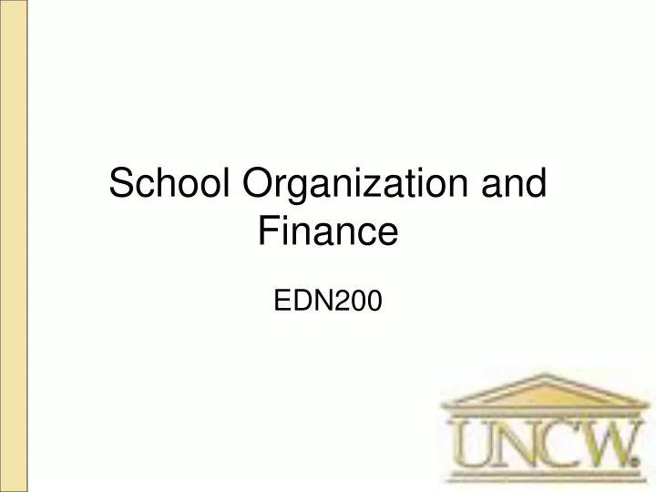 school organization and finance