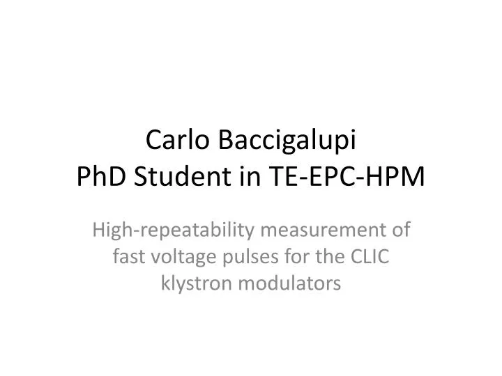 carlo baccigalupi phd student in te epc hpm