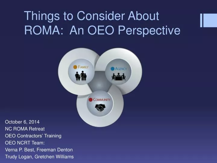 things to consider about roma an oeo perspective