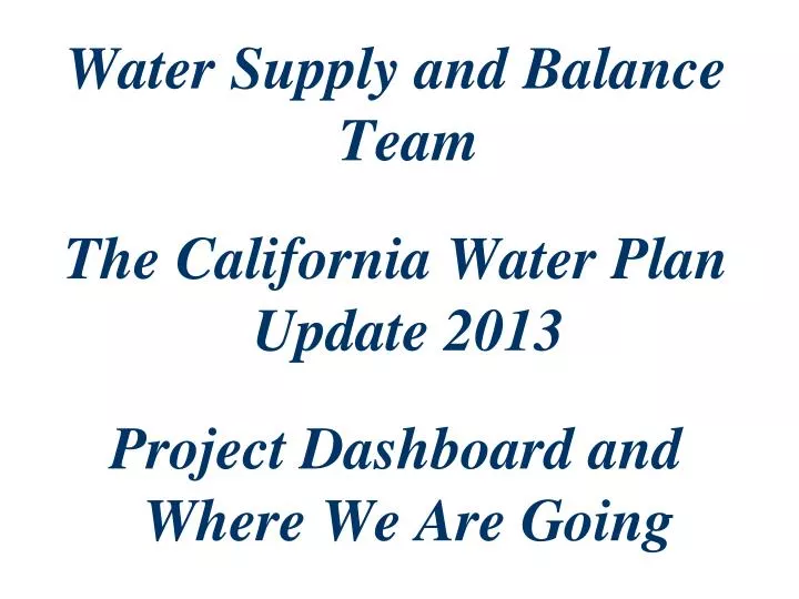 water supply and balance team